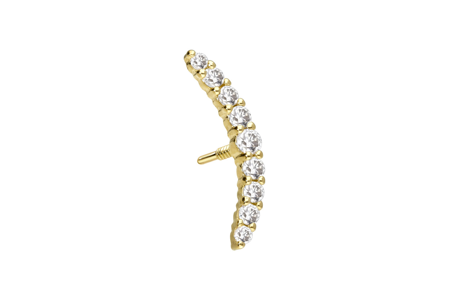 14 Karat Gold Schraubaufsatz mit Außengewinde MOISSANIT-BOGEN von Piercingline
